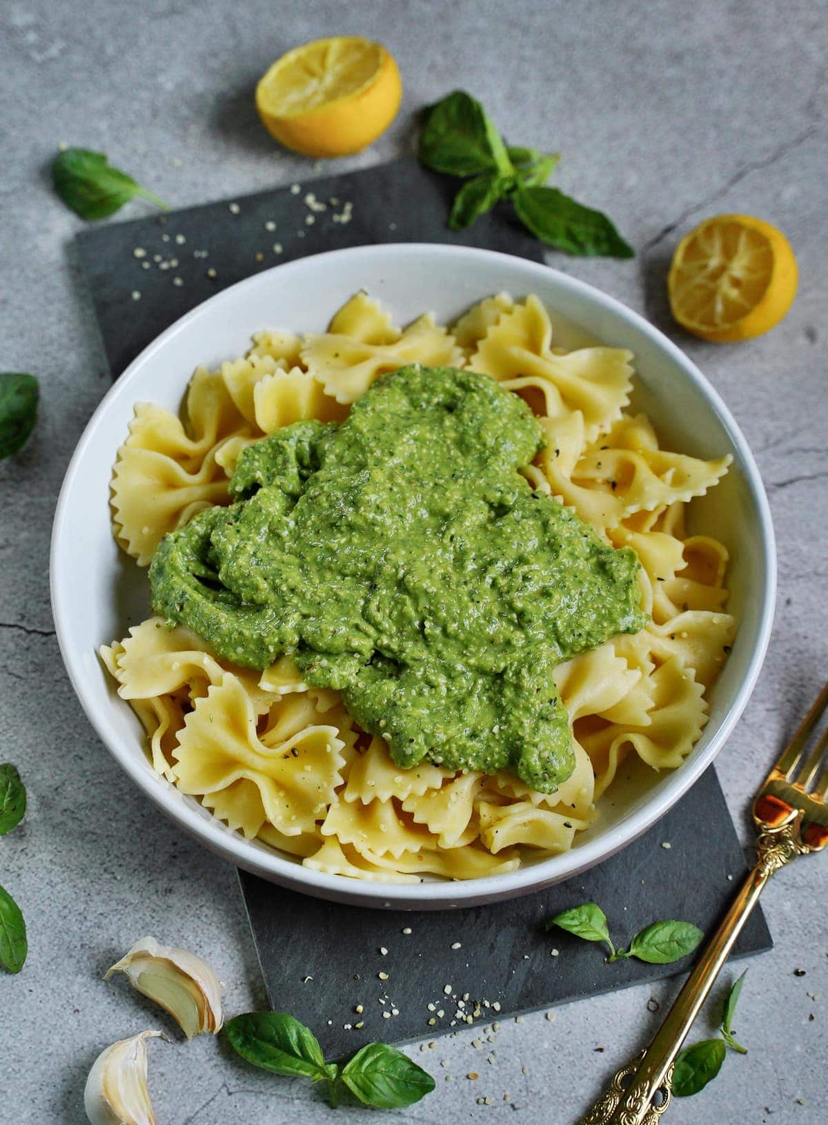 Creamy Nut-Free Vegan Avocado Pesto: Pasta, Dip & More